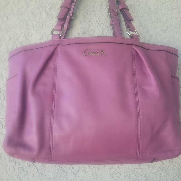Coach Plum Leather Shoulder Bag - Picture 5 of 15